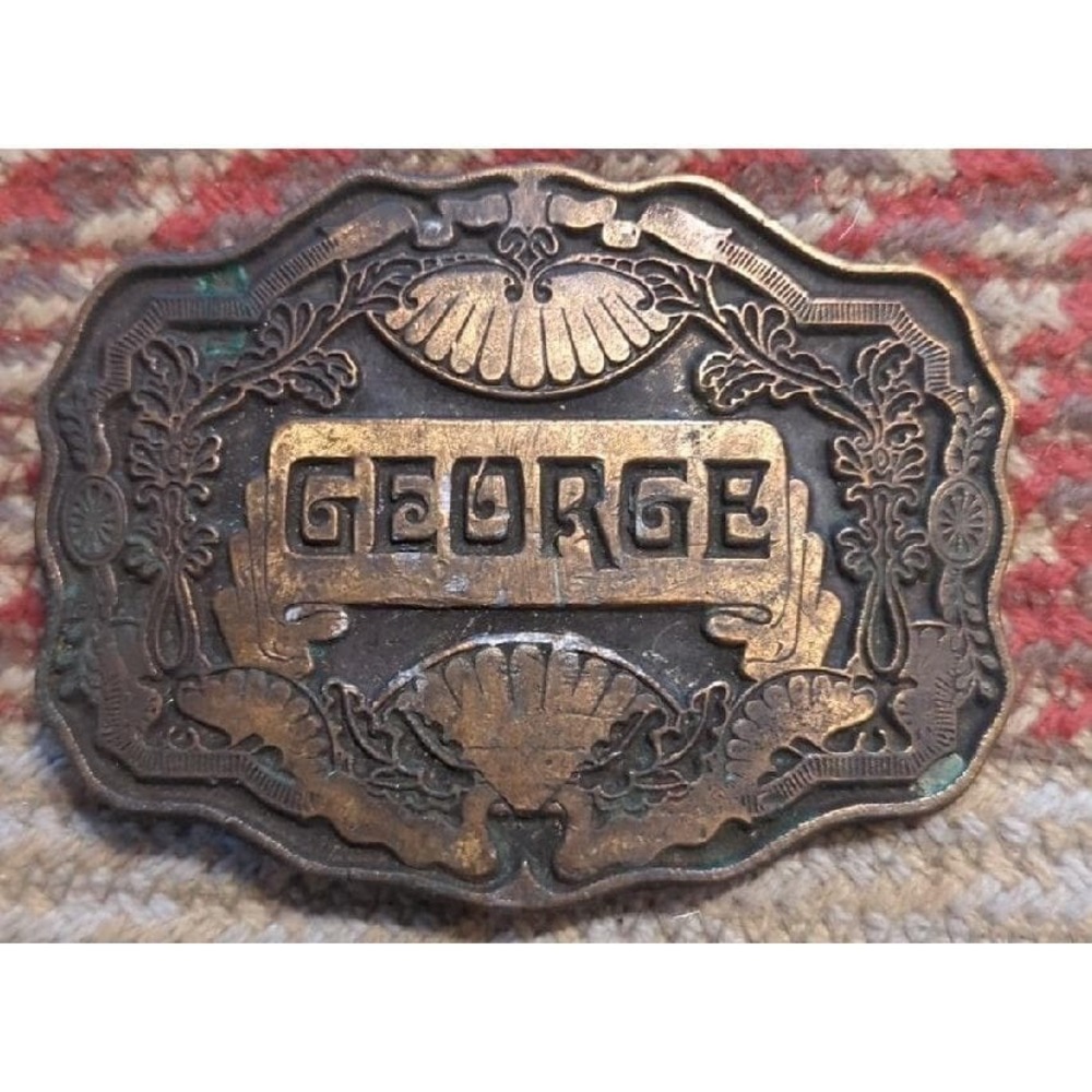 VINTAGE GEORGE BRASSโ Bronze BELT BUCKLE COLLECTIBLE